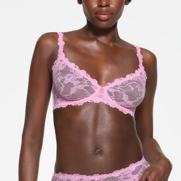 Skims‎ Stretch lace Intimates Underwire Scoop bra Pink BA-SCP-3575 size 46DD - Picture 5 of 8
